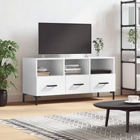 Mobile Porta TV Bianco Lucido 102x36x50 cm in Legno Multistrato 829038