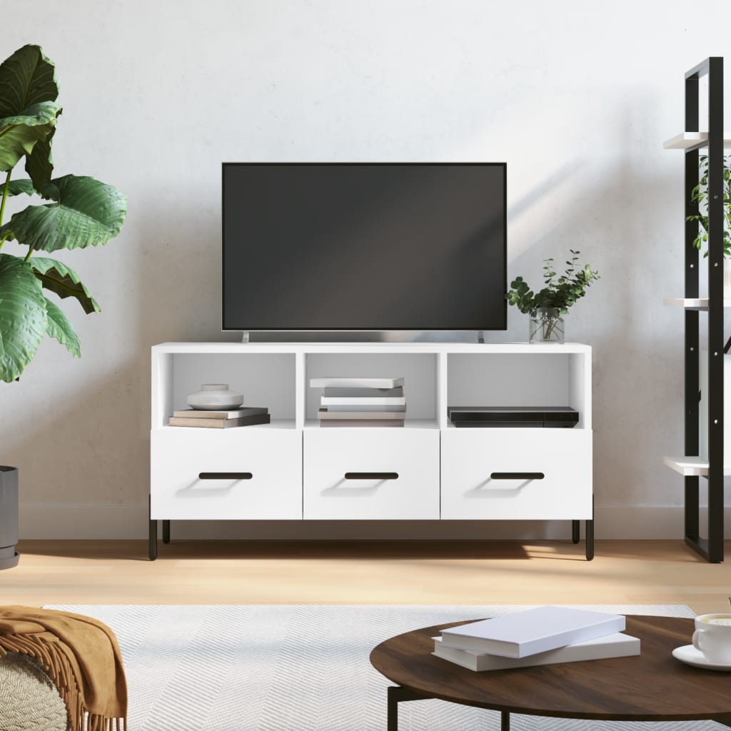 Mobile Porta TV-Mobile per TV-Credenza TV Bianco 102x36x50 cm in Legno Multistrato 139669