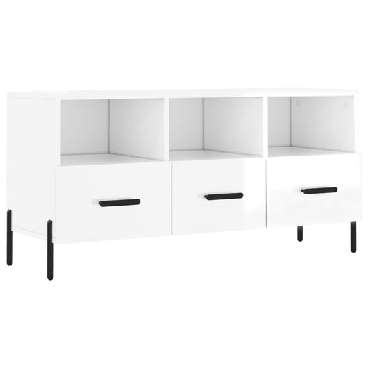 Mobile Porta TV Bianco Lucido 102x36x50 cm in Legno Multistratocod mxl 80007