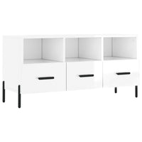 Mobile Porta TV Bianco Lucido 102x36x50 cm in Legno Multistrato 829046