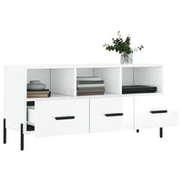 Mobile Porta TV Bianco Lucido 102x36x50 cm in Legno Multistrato 829046