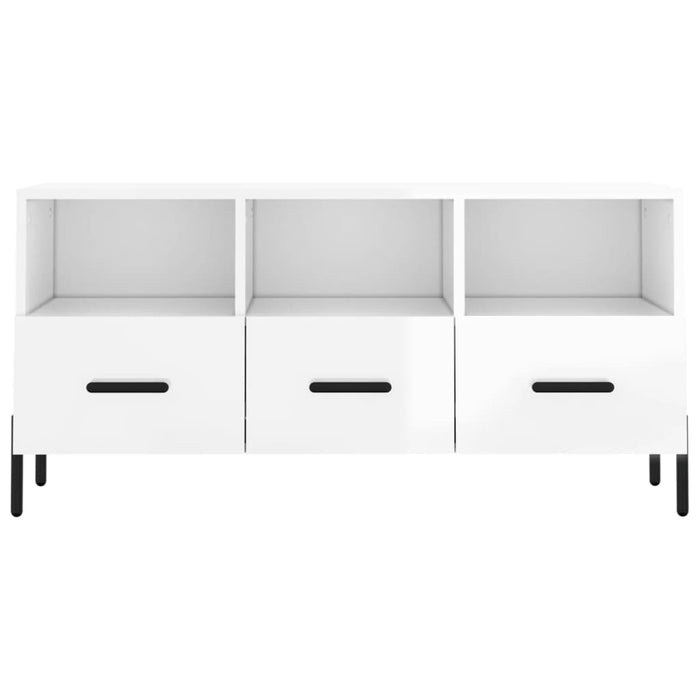 Mobile Porta TV Bianco Lucido 102x36x50 cm in Legno Multistrato 829046