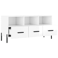 Mobile Porta TV Bianco Lucido 102x36x50 cm in Legno Multistrato 829046