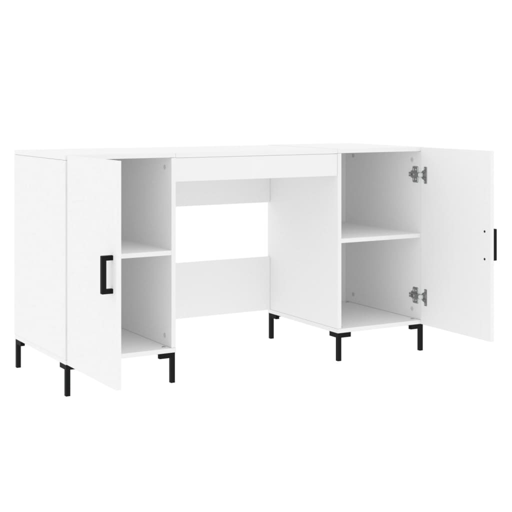 Scrivania Bianca 140x50x75 cm in Legno Multistrato 829548