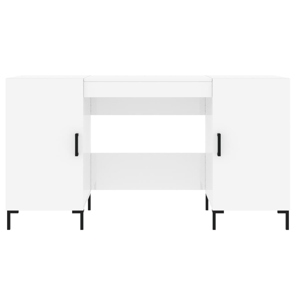 Scrivania Bianco Lucido 140x50x75 cm in Legno Multistrato