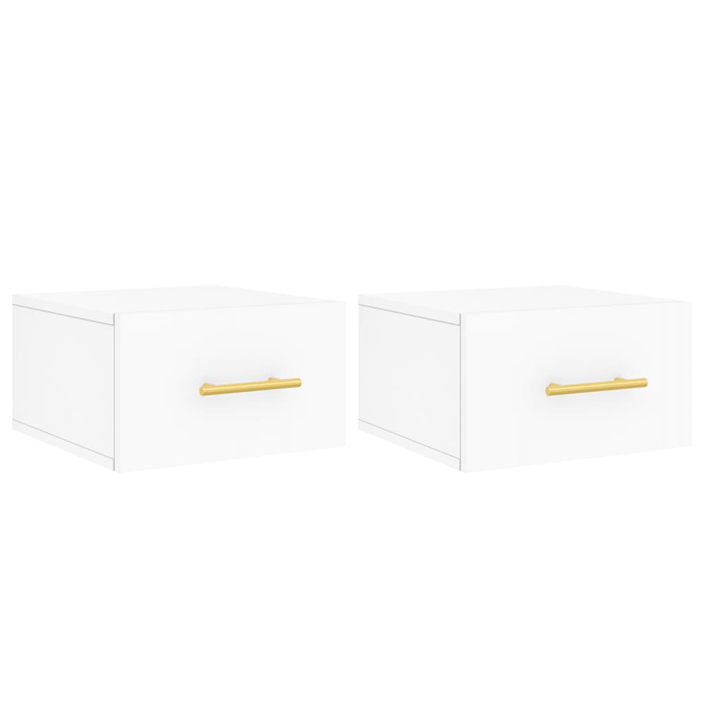 Comodini a Muro 2 pz-Set di 2 Tavolino da notte Bianchi 35x35x20 cm 517029
