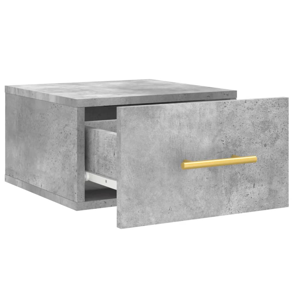 Comodini a Muro 2 pz Grigio Cemento 35x35x20 cm 829797