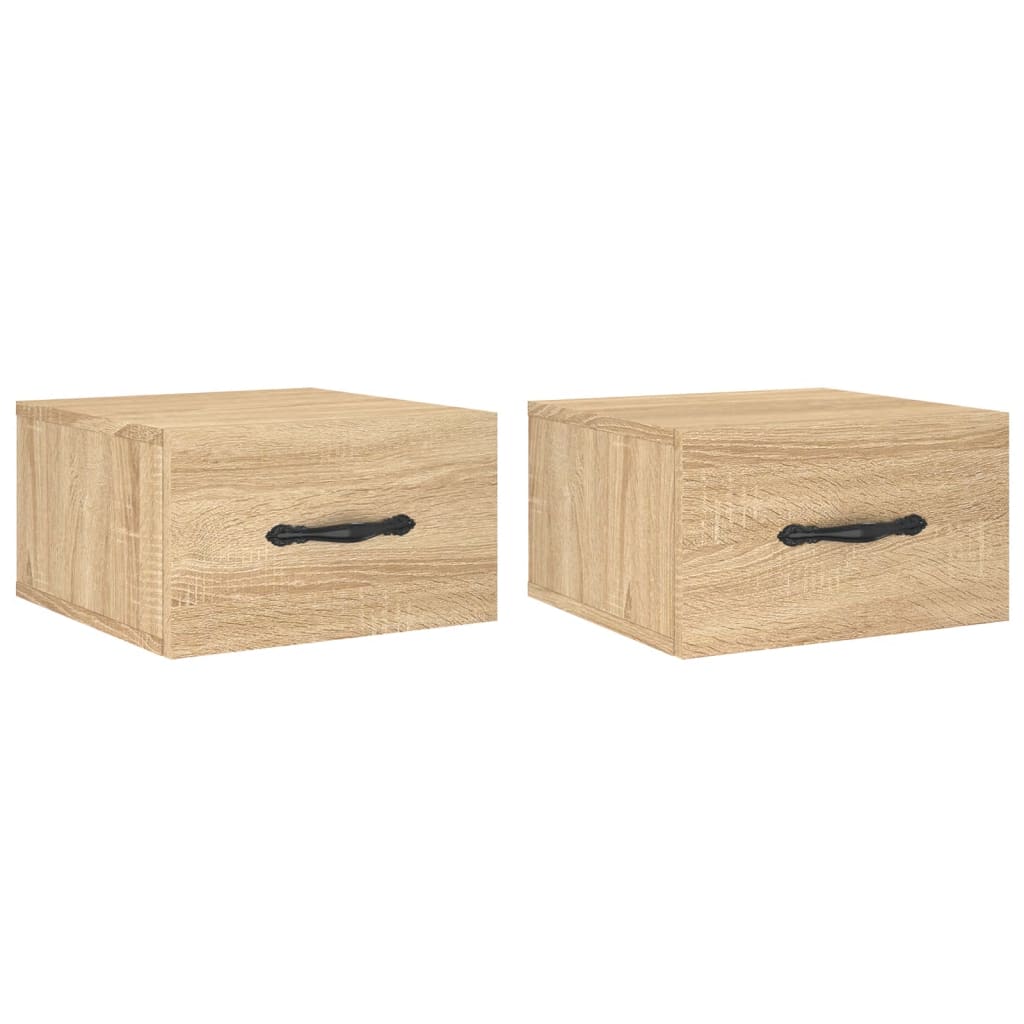 Comodini a Muro 2 pz-Set di 2 Tavolino da notte Rovere Sonoma 35x35x20 cm 839631
