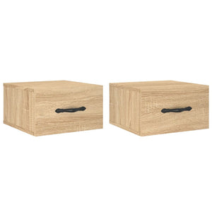 Comodini a Muro 2 pz-Set di 2 Tavolino da notte Rovere Sonoma 35x35x20 cm 839631