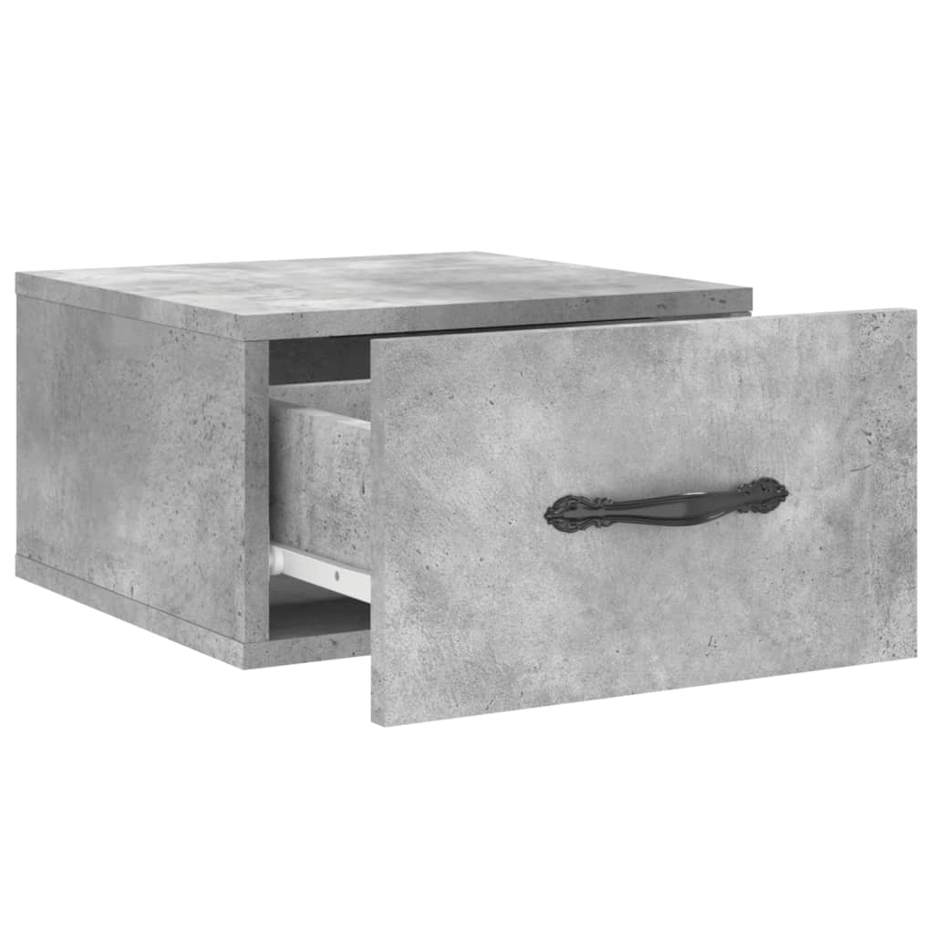 Comodino a Muro-Tavolino da notte sospeso Grigio Cemento 35x35x20 cm 532257