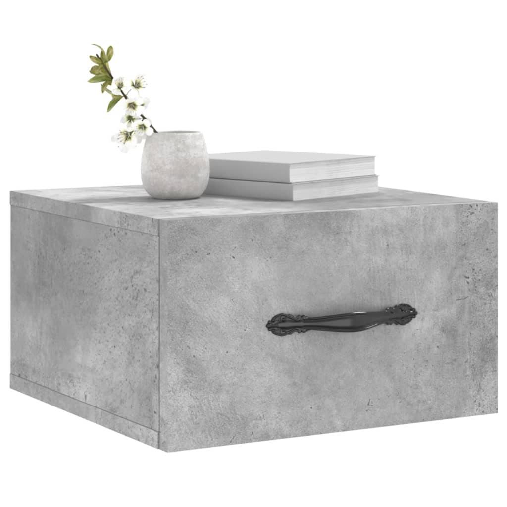 Comodini a Muro 2 pz-Set di 2 Tavolino da notte Grigio Cemento 35x35x20 cm 313489