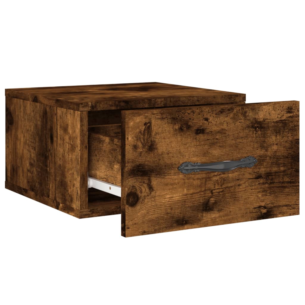vidaXL Comodini a Muro 2 pz Rovere Fumo 35x35x20 cm