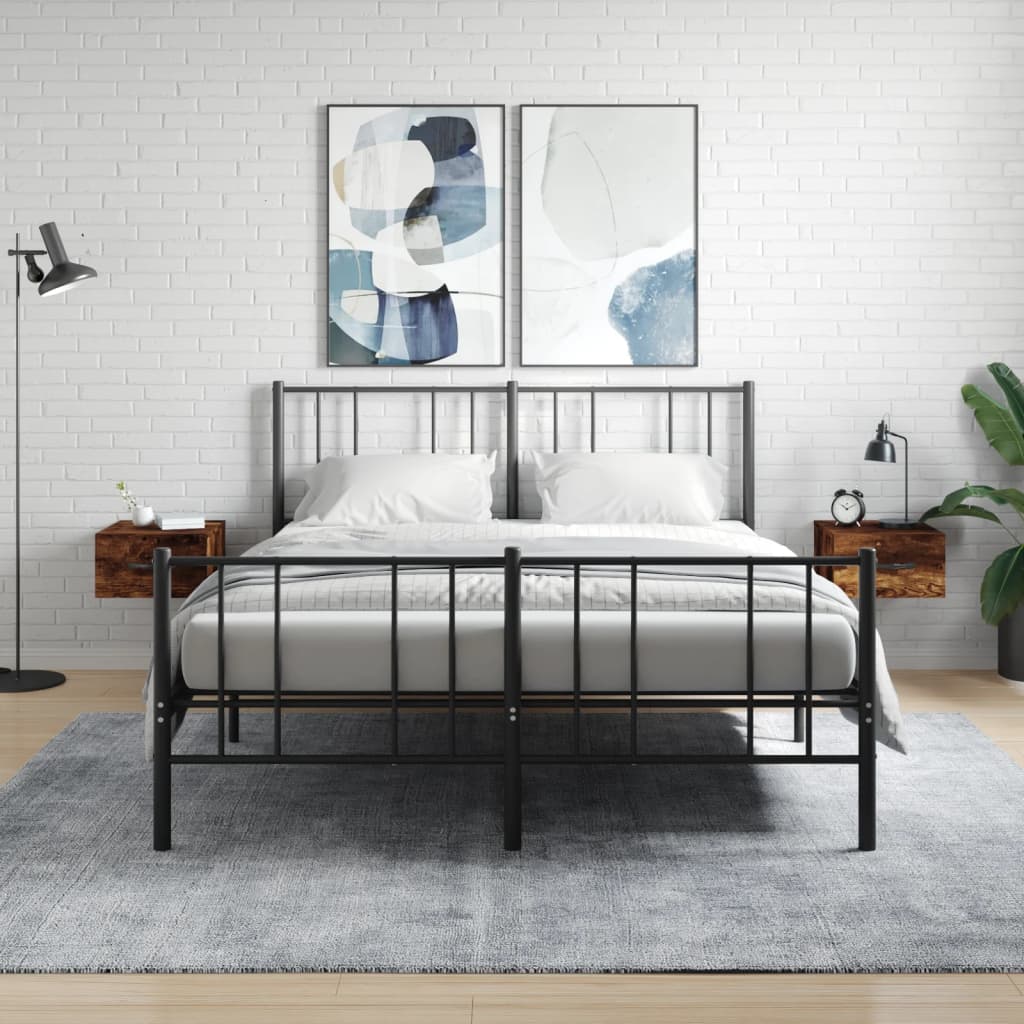 Comodini a Muro 2 pz-Set di 2 Tavolino da notte Rovere Fumo 35x35x20 cm 589805