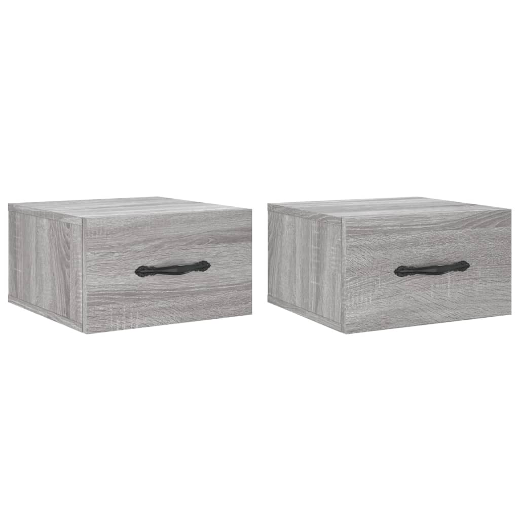 Comodini a Muro 2 pz-Set di 2 Tavolino da notte Grigio Sonoma 35x35x20 cm 749669