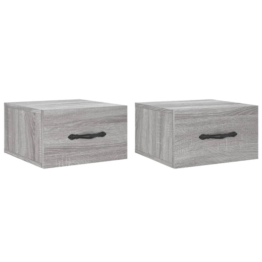 Comodini a Muro 2 pz-Set di 2 Tavolino da notte Grigio Sonoma 35x35x20 cm 749669