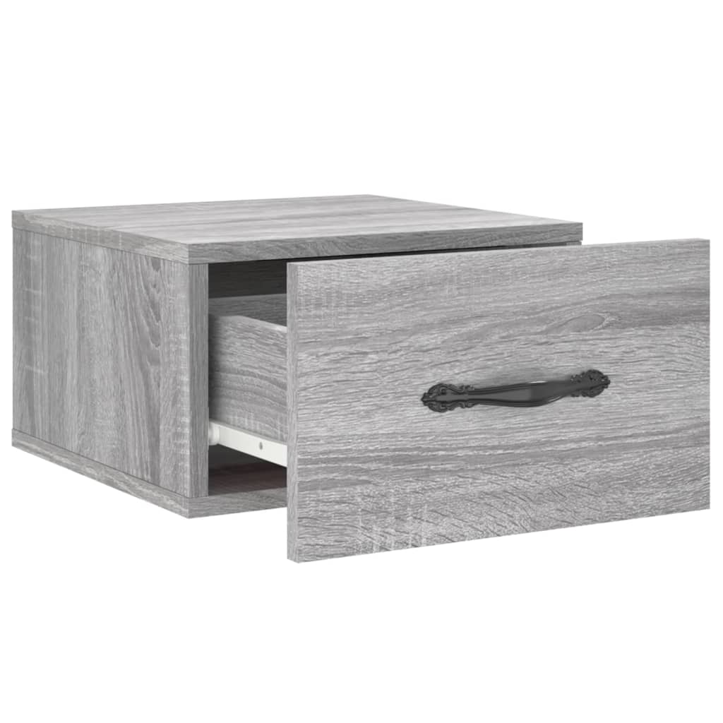 Comodini a Muro 2 pz-Set di 2 Tavolino da notte Grigio Sonoma 35x35x20 cm 749669