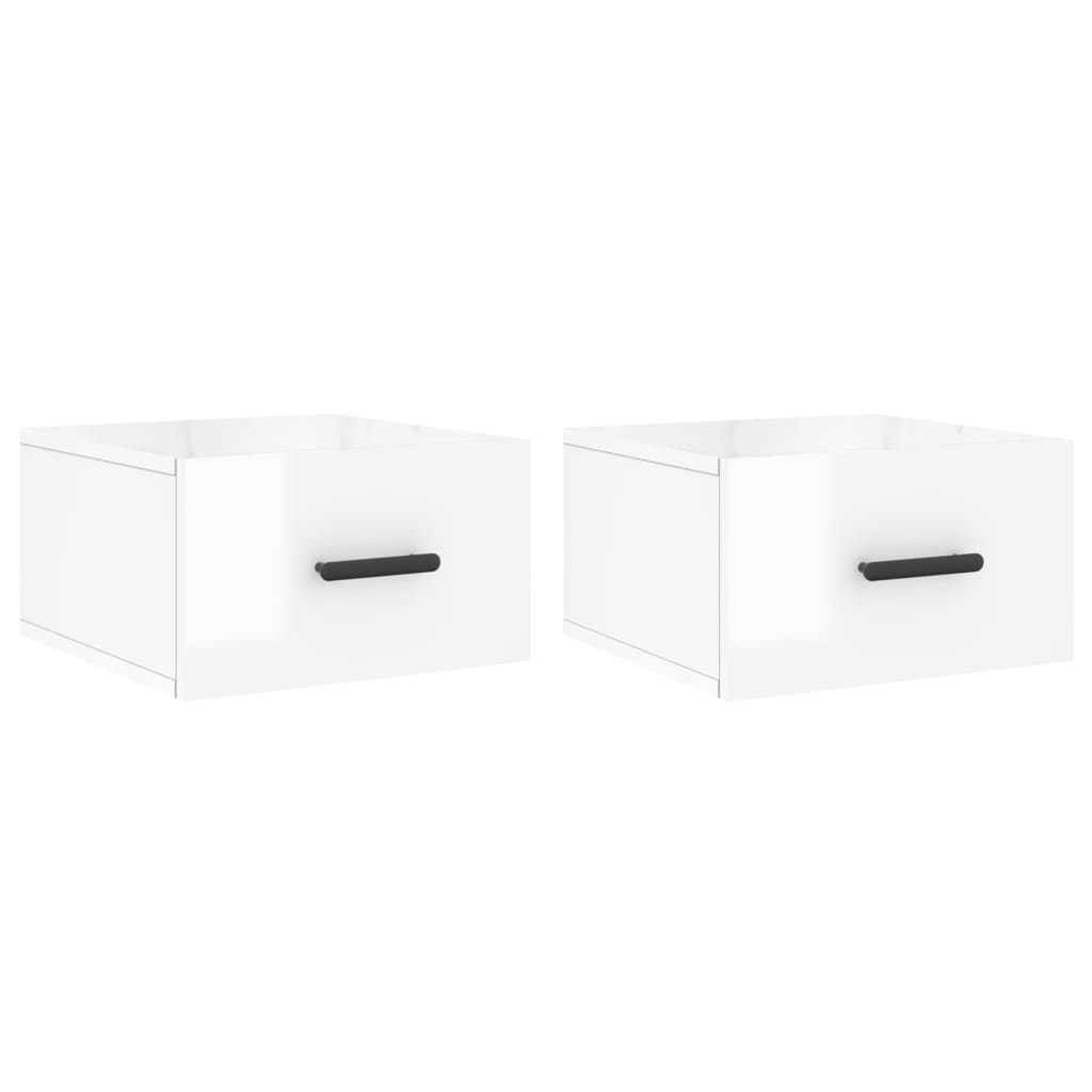 Comodini a Muro 2 pz-Set di 2 Tavolino da notte Bianco Lucido 35x35x20 cm 955155