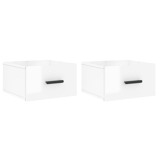Comodini a Muro 2 pz-Set di 2 Tavolino da notte Bianco Lucido 35x35x20 cm 955155