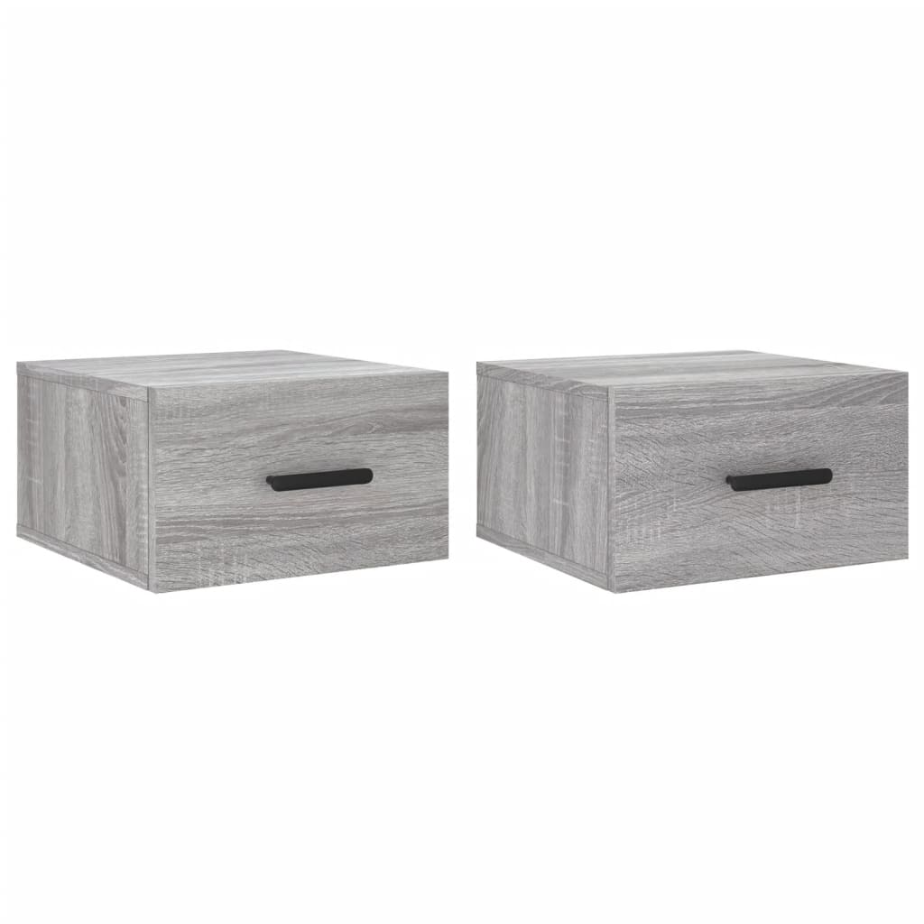 Comodini a Muro 2 pz-Set di 2 Tavolino da notte Grigio Sonoma 35x35x20 cm 237924