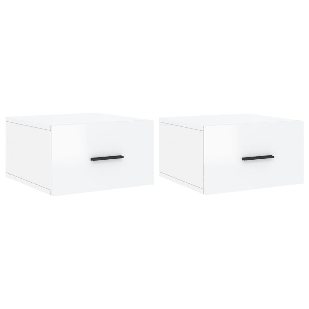 Comodini a Muro 2 pz-Set di 2 Tavolino da notte Bianco Lucido 35x35x20 cm 810239