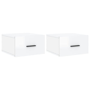 Comodini a Muro 2 pz-Set di 2 Tavolino da notte Bianco Lucido 35x35x20 cm 810239