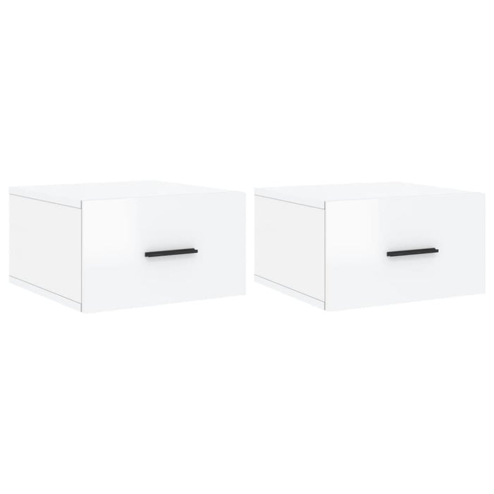 Comodini a Muro 2 pz-Set di 2 Tavolino da notte Bianco Lucido 35x35x20 cm 810239