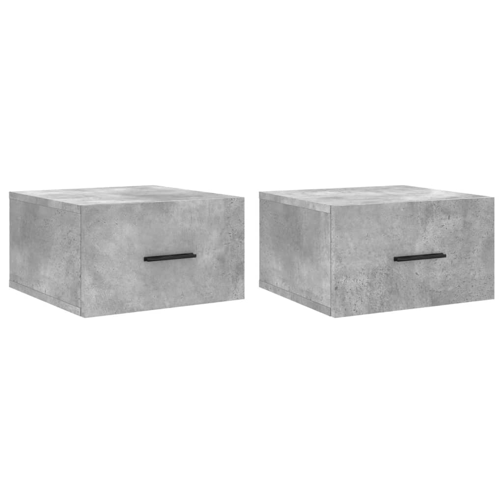 Comodini a Muro 2 pz-Set di 2 Tavolino da notte Grigio Cemento 35x35x20 cm 741349
