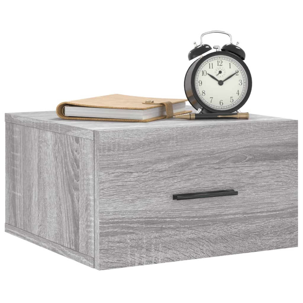 Comodini a Muro 2 pz-Set di 2 Tavolino da notte Grigio Sonoma 35x35x20 cm 442362