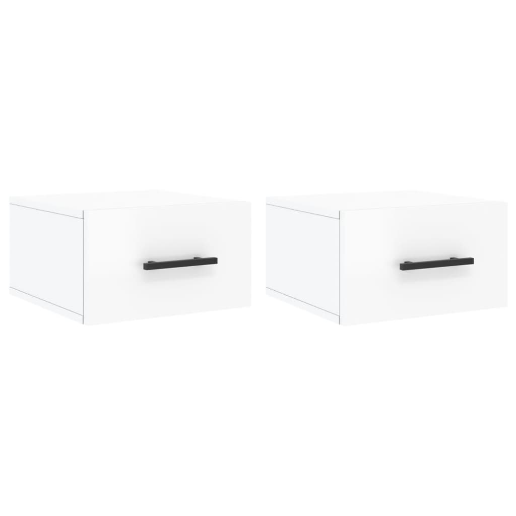 Comodini a Muro 2 pz-Set di 2 Tavolino da notte Bianco Lucido 35x35x20 cm 507224