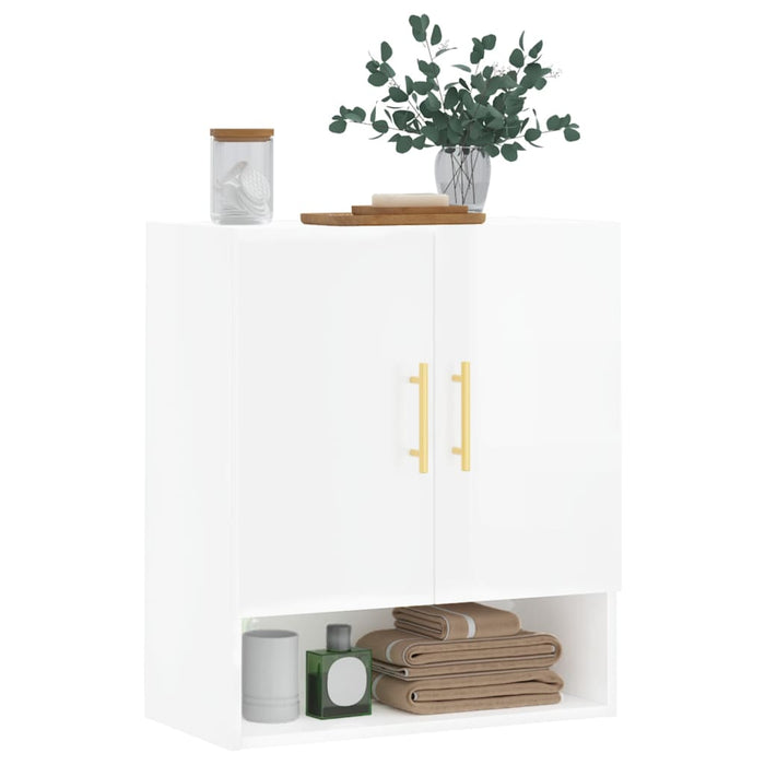 Armadietto a Muro Bianco Lucido 60x31x70 cm Legno Multistrato 829894