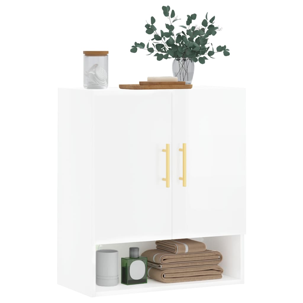 Armadietto a Muro Bianco Lucido 60x31x70 cm Legno Multistratocod mxl 129971