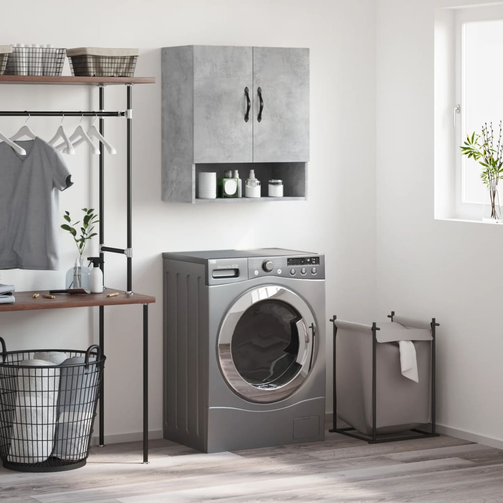 Armadietto a Muro Grigio Cemento 60x31x70 cm Legno Multistrato 829904