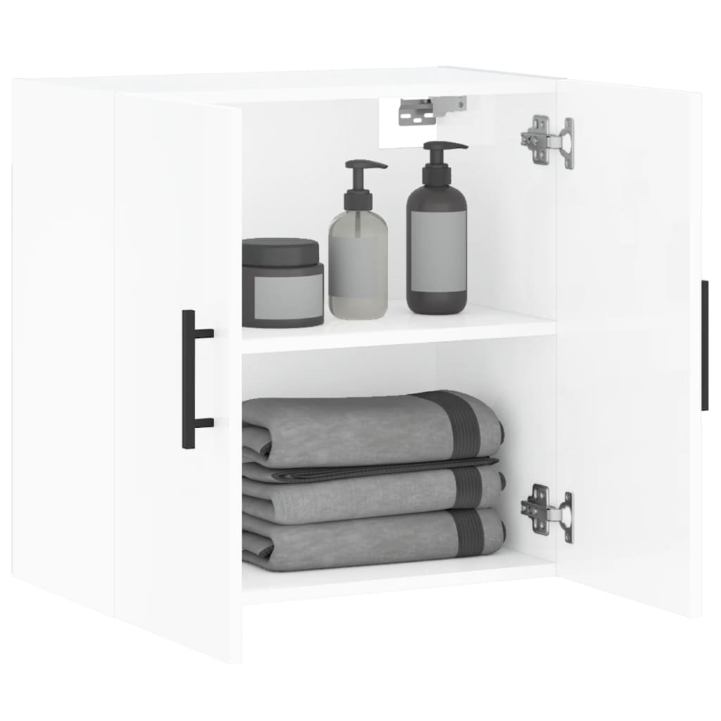 Armadietto a Muro Bianco Lucido 60x31x60 cm Legno Multistrato 829990