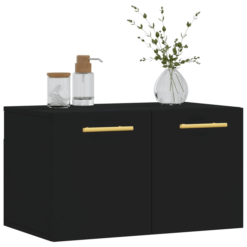 Mobile a Parete Nero 60x36,5x35 cm in Legno Multistrato 830005
