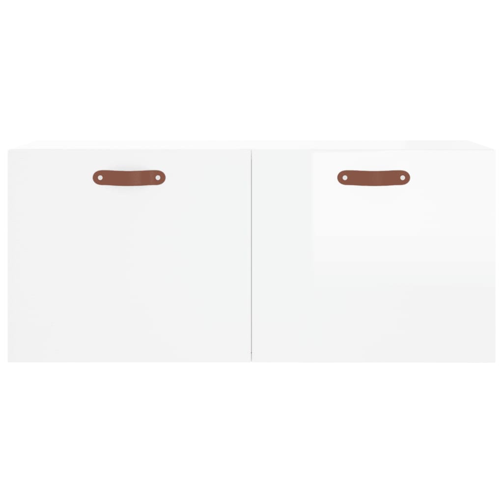 Mobile a Parete Bianco Lucido 80x36,5x35 cm Legno Multistrato 830054