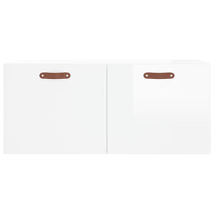 Mobile a Parete Bianco Lucido 80x36,5x35 cm Legno Multistrato 830054