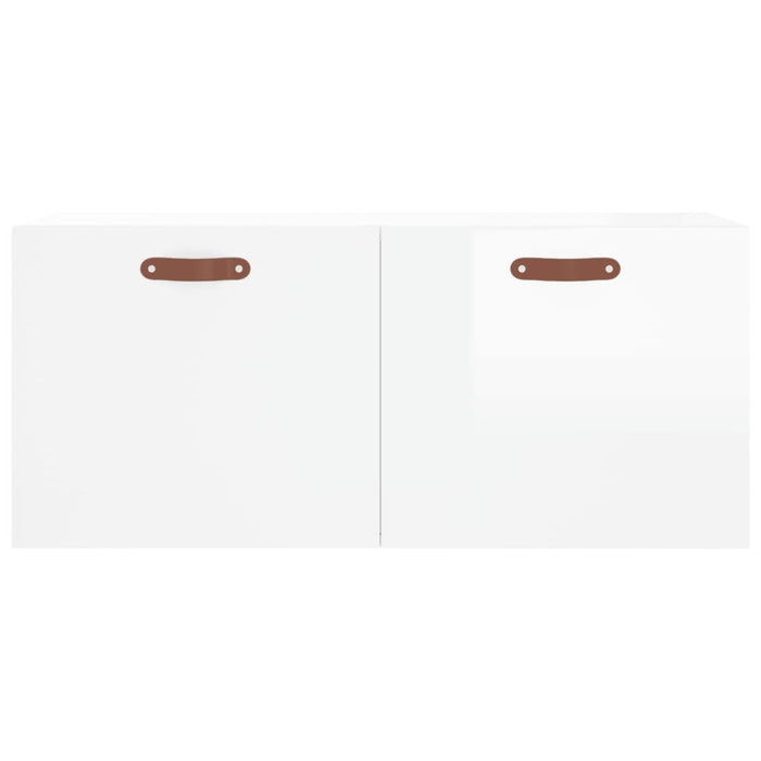 Mobile a Parete Bianco Lucido 80x36,5x35 cm Legno Multistrato 830054