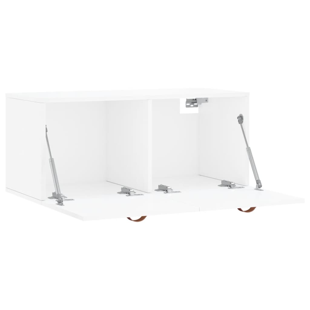 Mobile a Parete Bianco Lucido 80x36,5x35 cm Legno Multistrato 830054