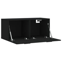 Mobile a Parete Nero 80x36,5x35 cm in Legno Multistrato 830093