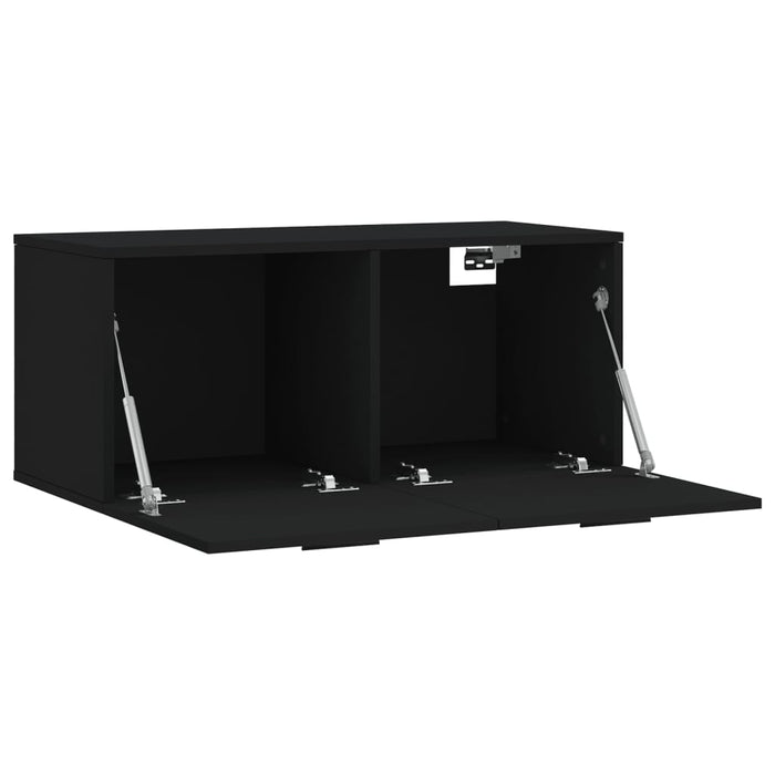 Mobile a Parete Nero 80x36,5x35 cm in Legno Multistrato 830093