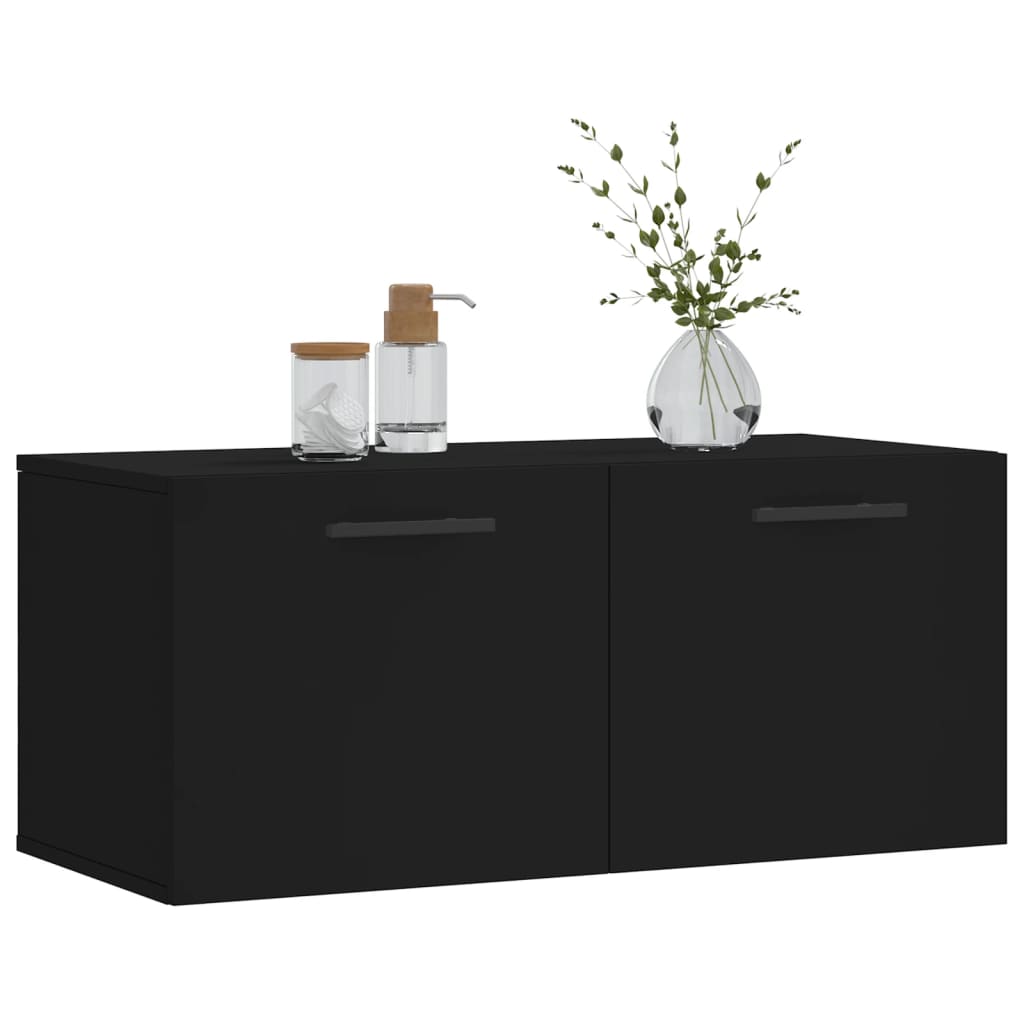 Mobile a Parete Nero 80x36,5x35 cm in Legno Multistratocod mxl 103164