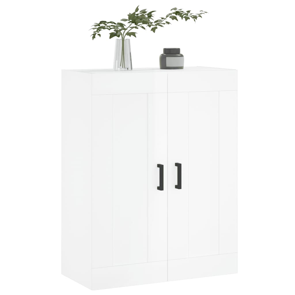 Mobile a Parete Bianco Lucido 69,5x34x90 cm Legno Multistrato 830382