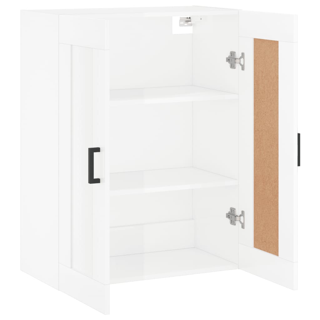 Mobile a Parete Bianco Lucido 69,5x34x90 cm Legno Multistrato 830382
