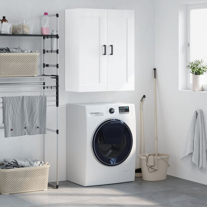 Mobile a Parete Bianco Lucido 69,5x34x90 cm Legno Multistrato 830382