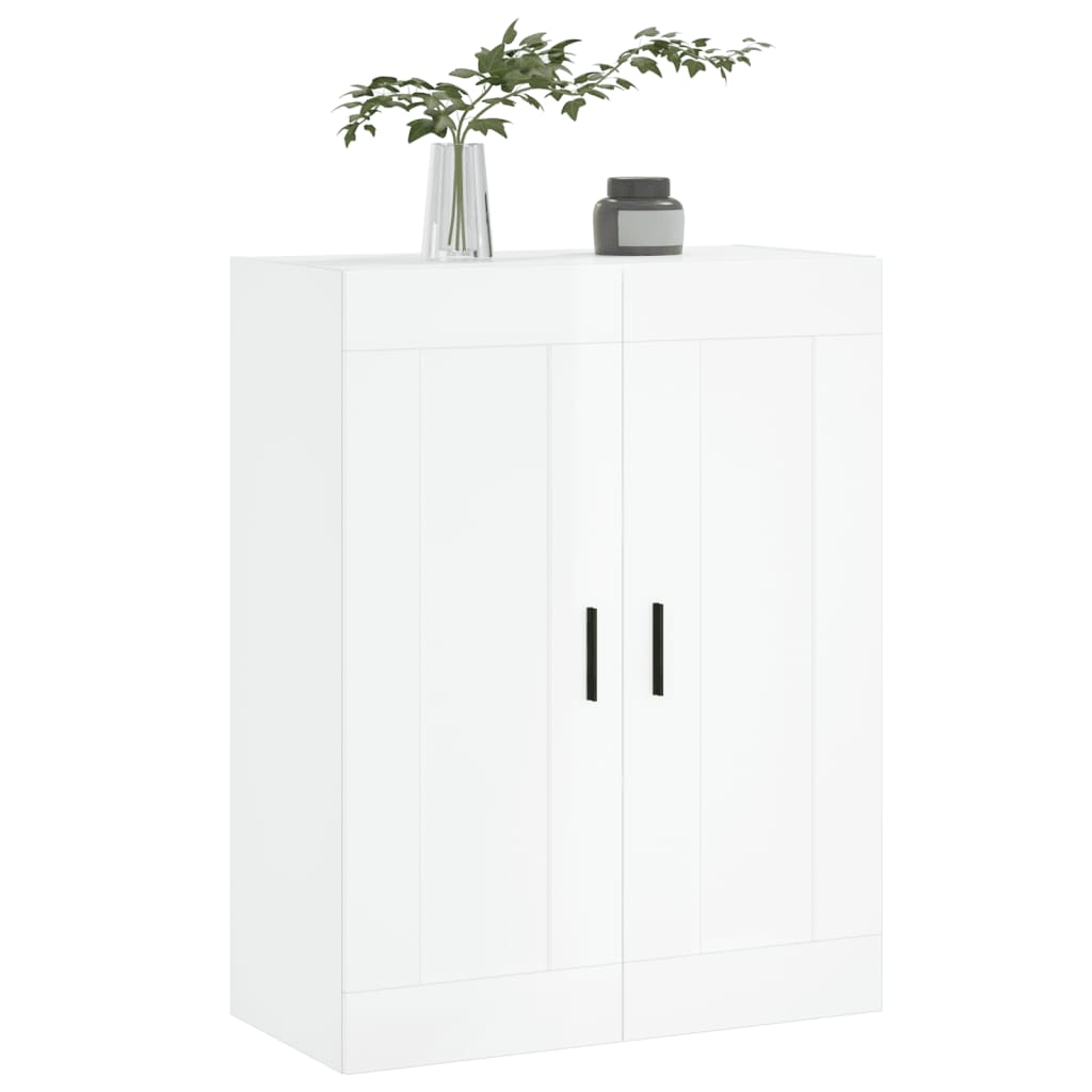 Mobile a Parete Bianco Lucido 69,5x34x90 cm Legno Multistrato 830398