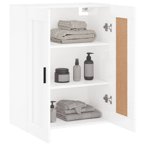 Mobile a Parete Bianco Lucido 69,5x34x90 cm Legno Multistrato 830398