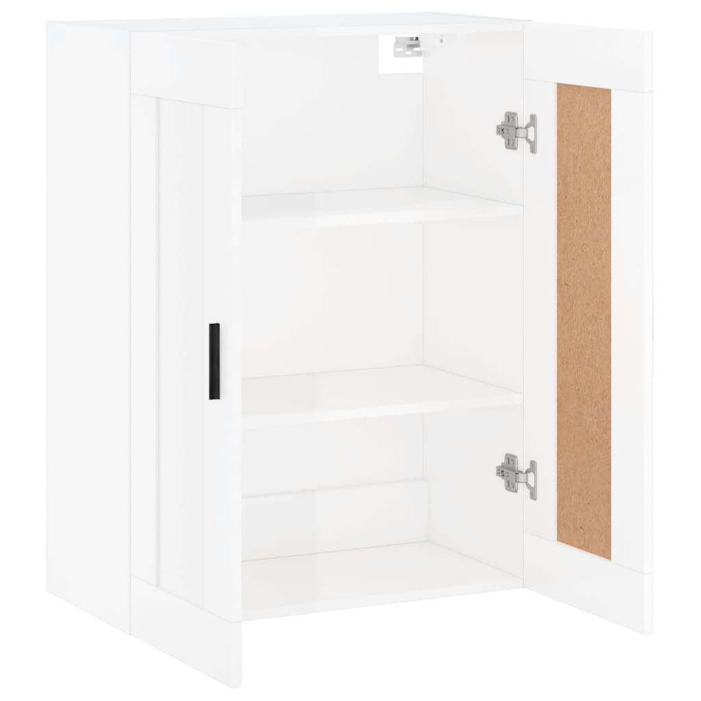 Mobile a Parete Bianco Lucido 69,5x34x90 cm Legno Multistrato 830398