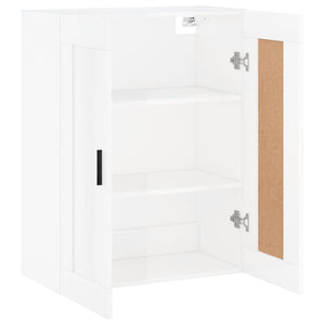 Mobile a Parete Bianco Lucido 69,5x34x90 cm Legno Multistrato 830398