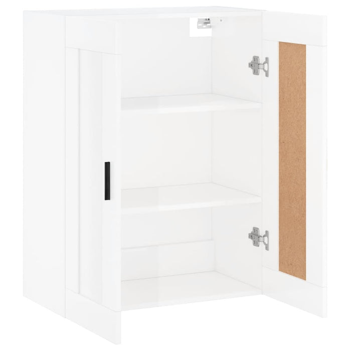 Mobile a Parete Bianco Lucido 69,5x34x90 cm Legno Multistrato 830398