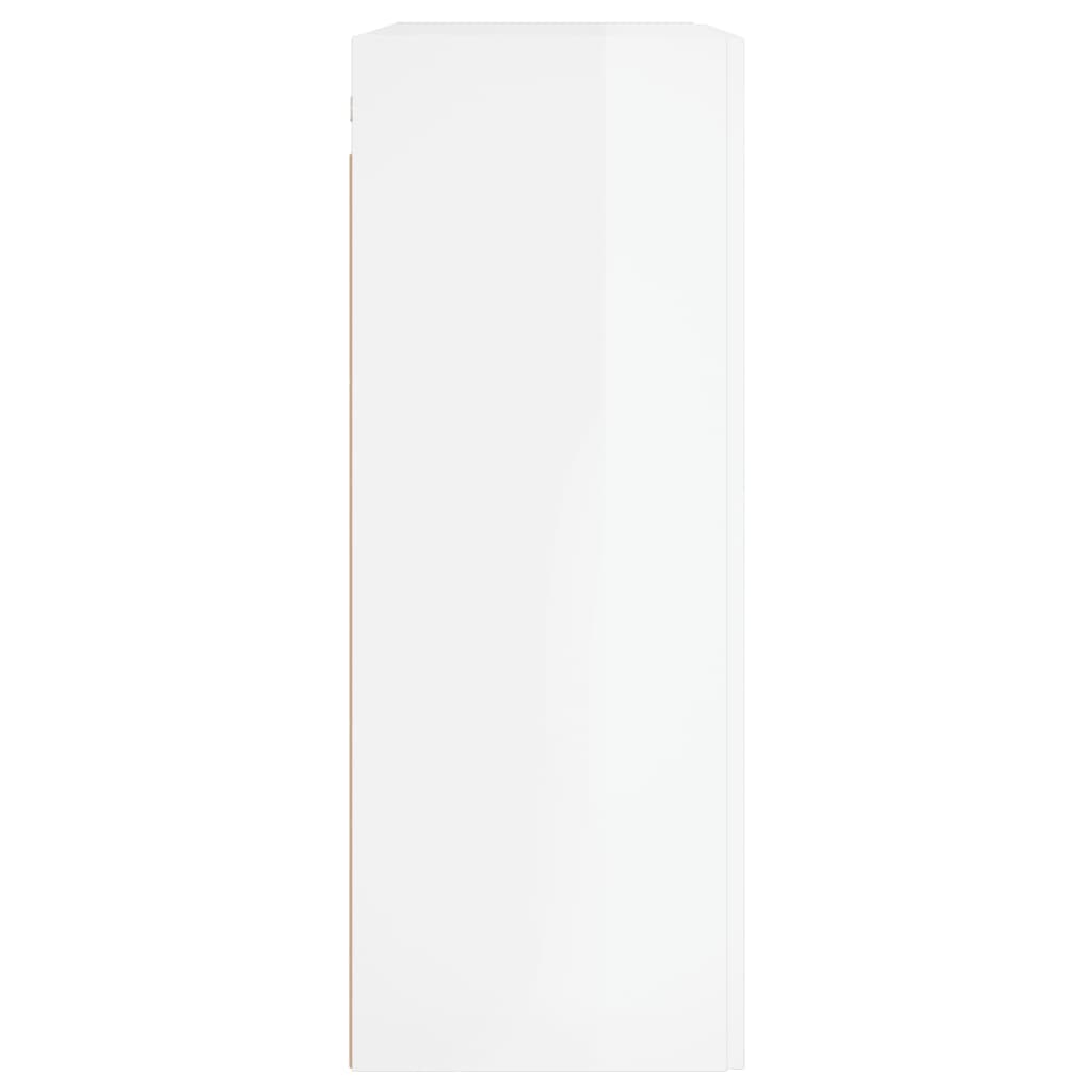 Mobile a Parete Bianco Lucido 69,5x34x90 cm Legno Multistrato 830398